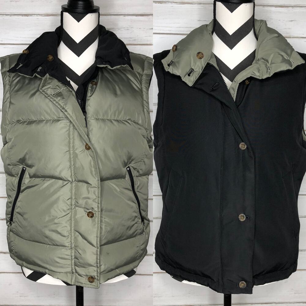 Woolrich Puffer Vest Down Reversible Black Green Size Small